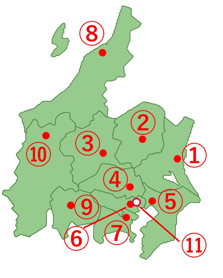 関東甲信越地方の地図