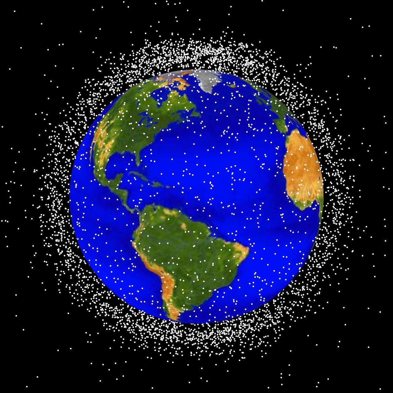 Distribution of debris going around orbit less than an altitude of 2,000km