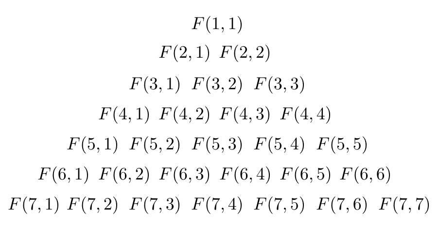 4人プレイ時のパスカル的三角形F(n,m)