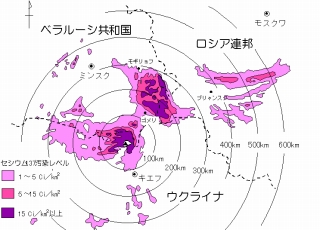 チェルノブイリ600km圏汚染地図