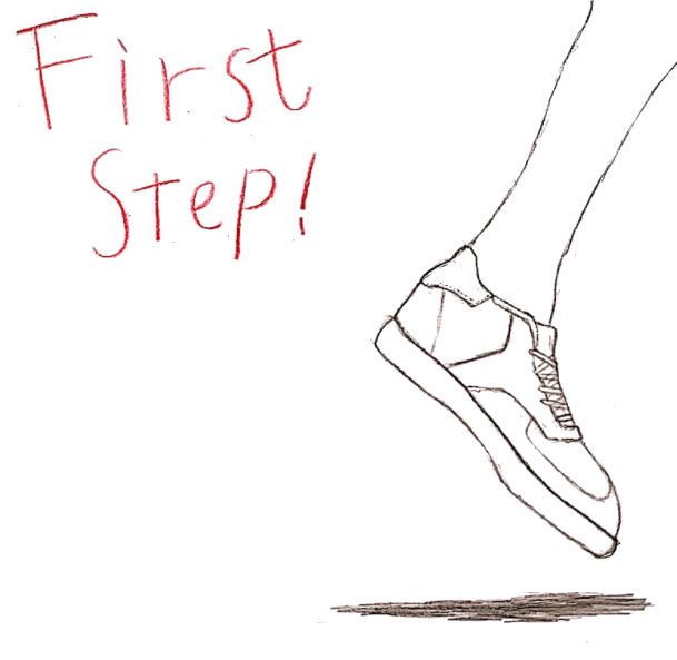 最初の一歩を踏み出す足の画像